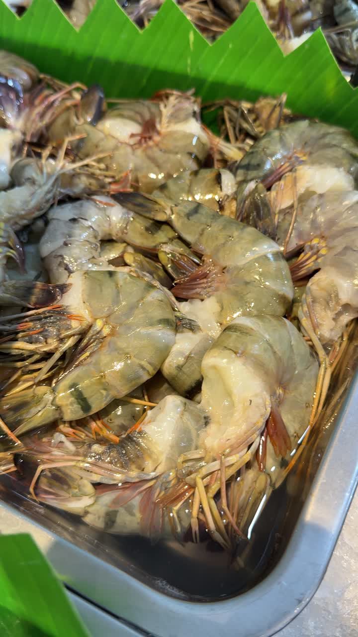 Fresh Raw Shrimp Displayed in a Seafood Market