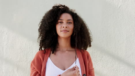 afro, curly and hair care woman with playful