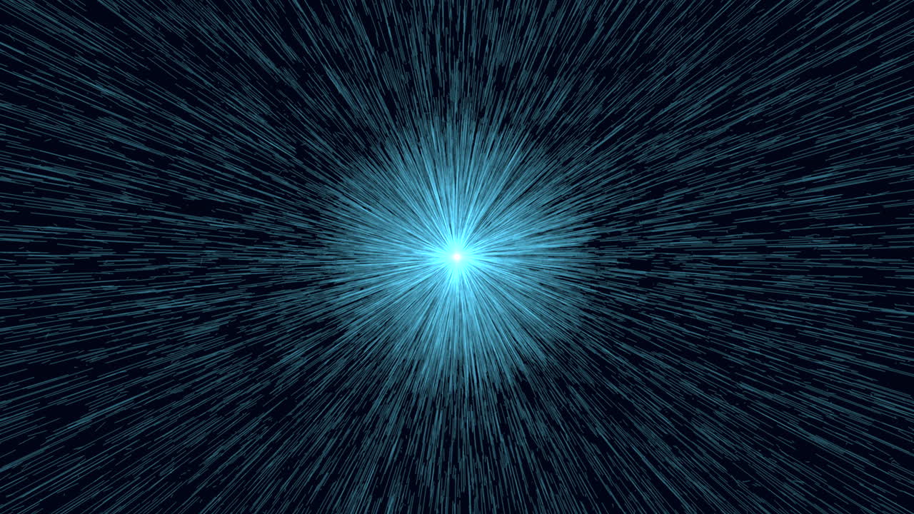 Vibrant blue light filament swirling in darkness