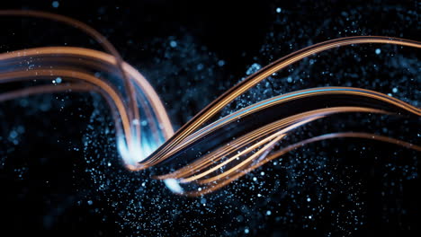 flowing curve and particles background, 3d rendering.