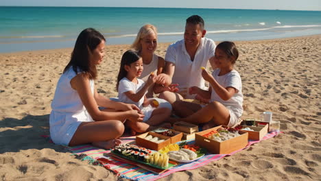 picnic familiar en la playa