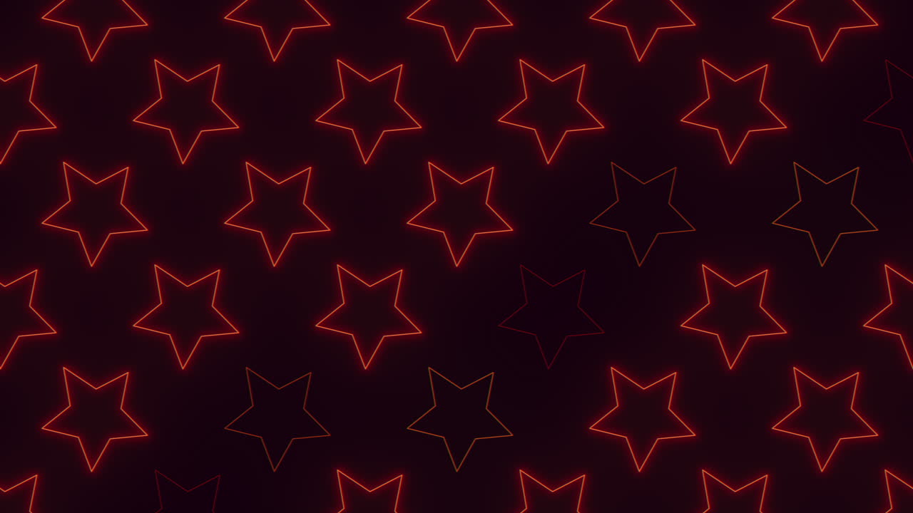 estrellas de neón rojo en filas en degradado negro