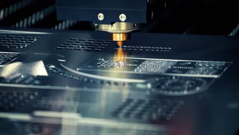 CNC Laser cutting of metal, modern industrial technology.