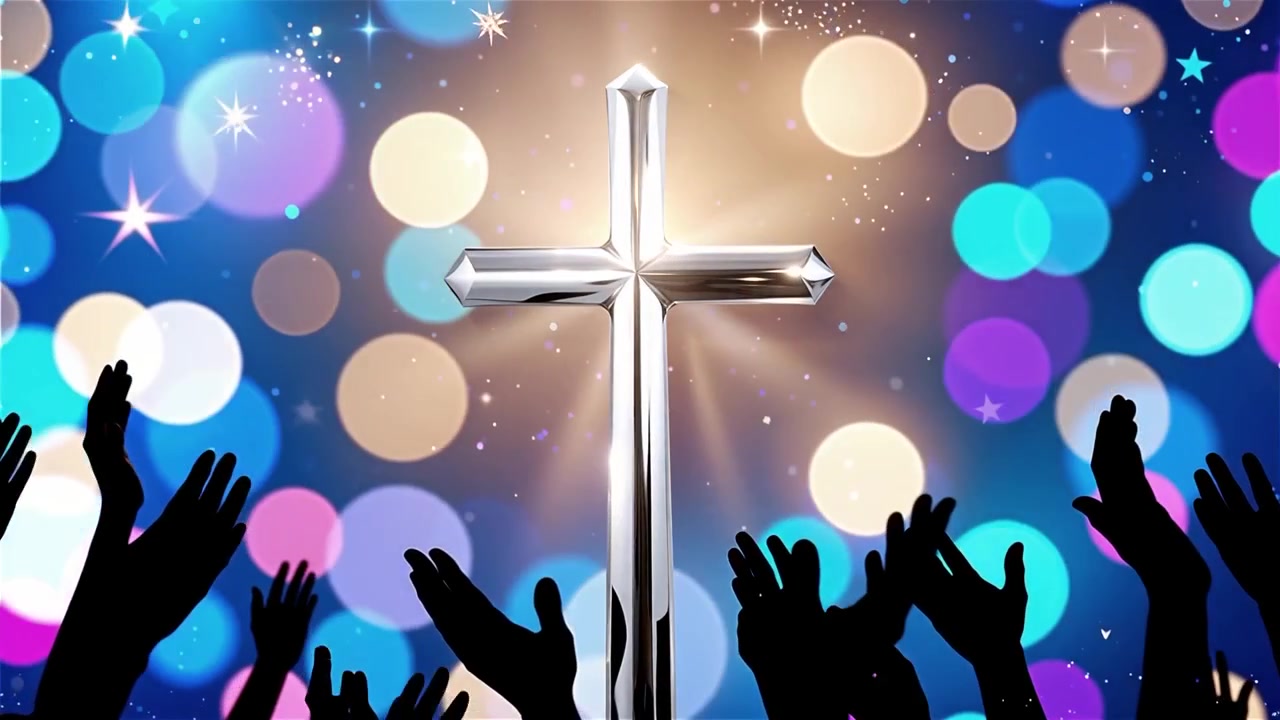 Cruz Cristiana con Luz Celestial, Fondo para Adoración.