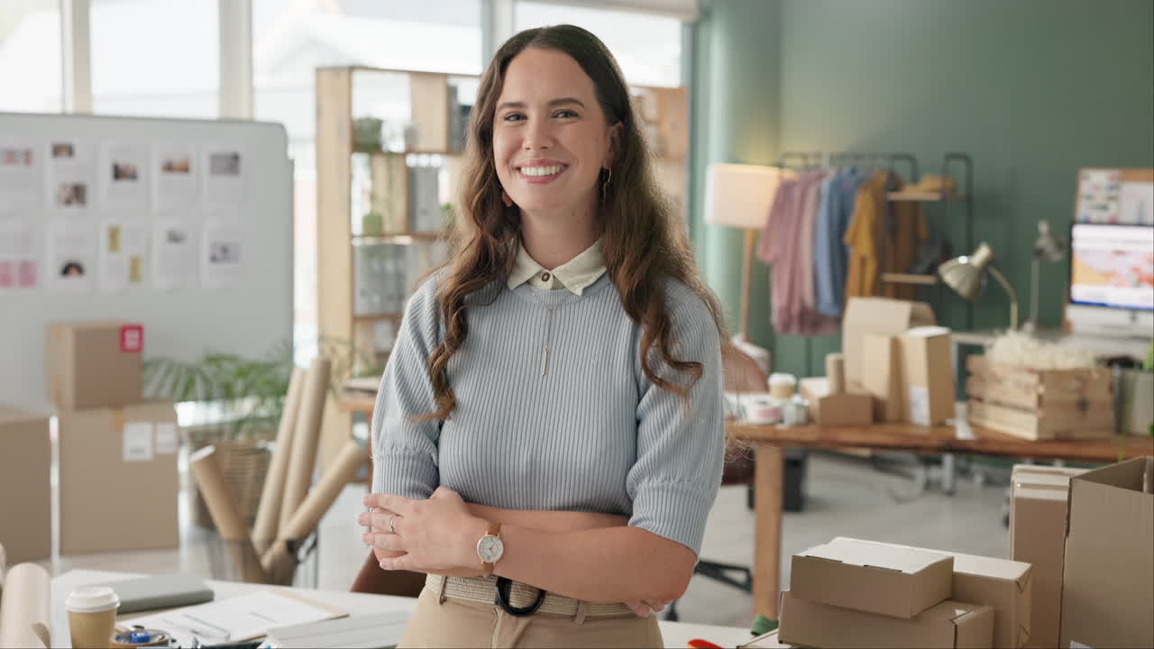 Portrait of a smiling female entrepreneur in her small business office