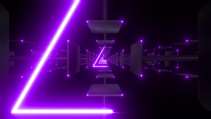Abstract Futuristic Tunnel with Neon Purple Lights