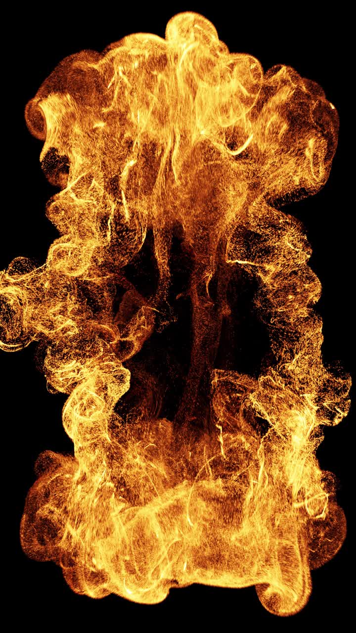 Abstract Fire Explosion with Glowing Particles on Black Background