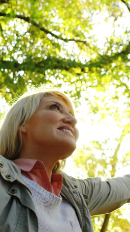 happy woman in park