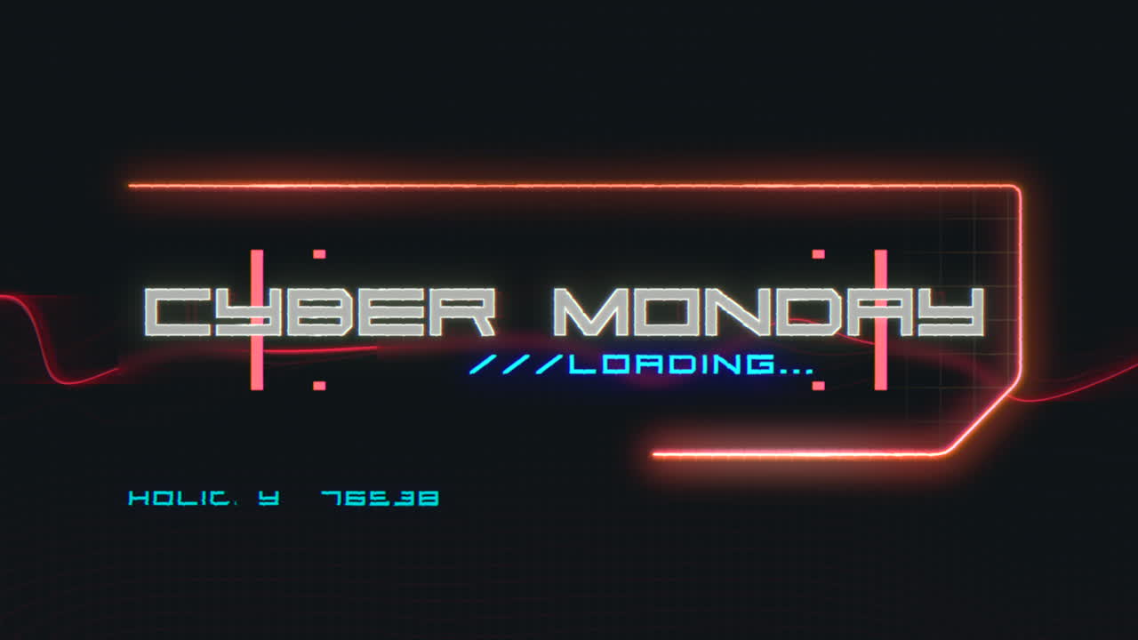 Cyber Monday on computer screen with HUD elements