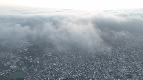 aerial above clouds umarkot city in tharparkar district in pakistan