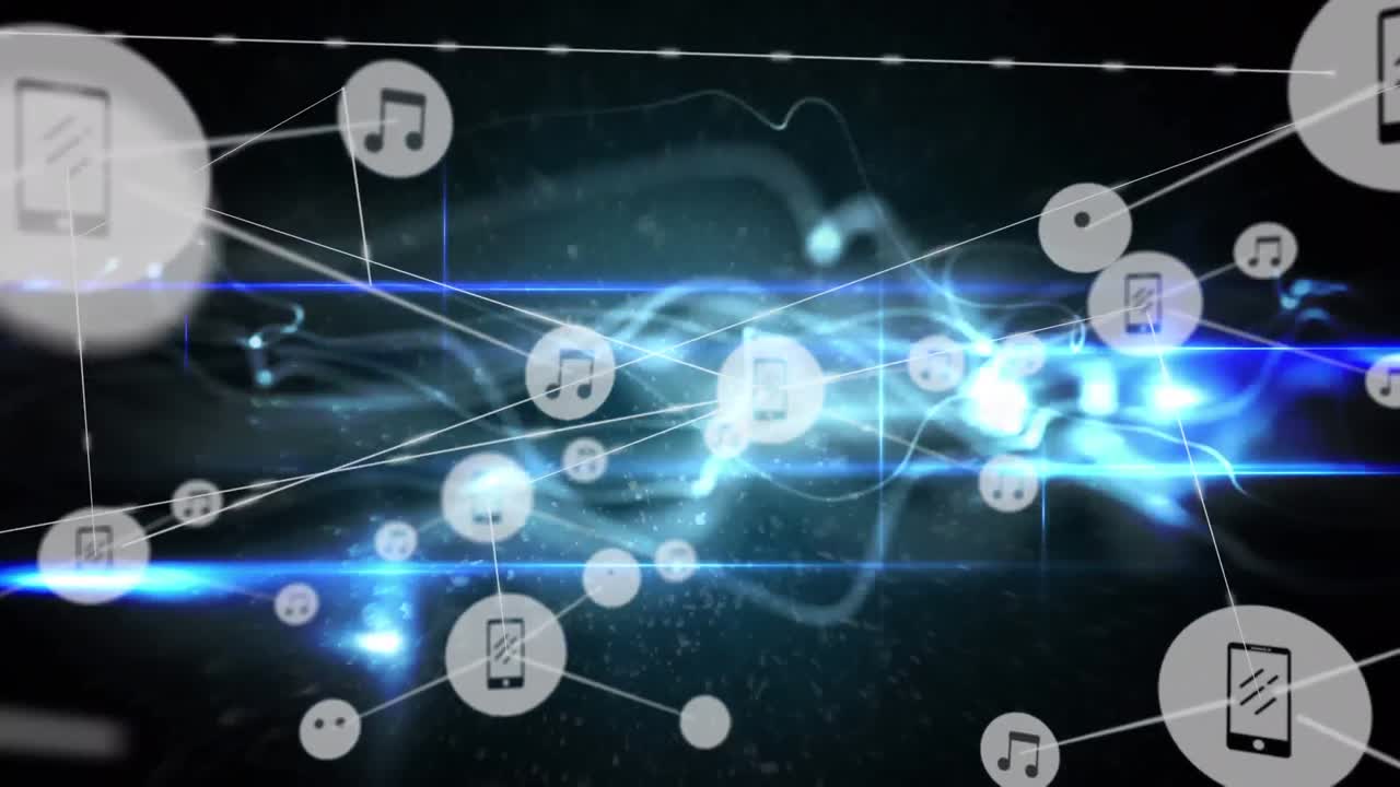 검은 바탕 위의 연결 네트워크의 애니메이션