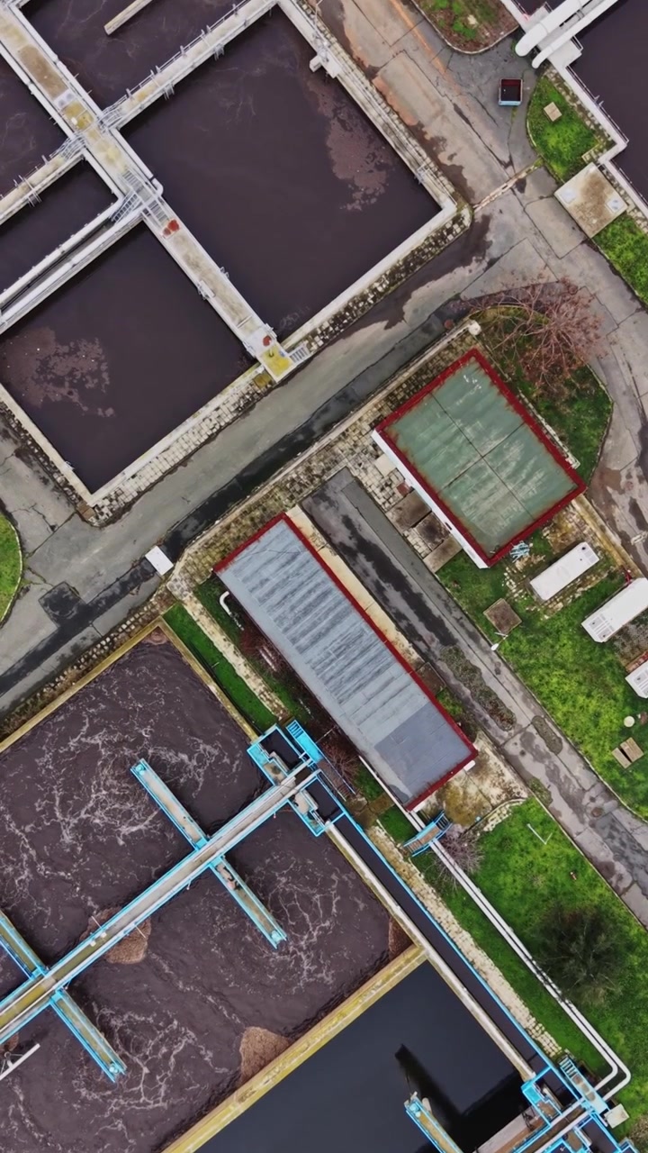 Aerial View of Industrial Wastewater Treatment Plant Facility