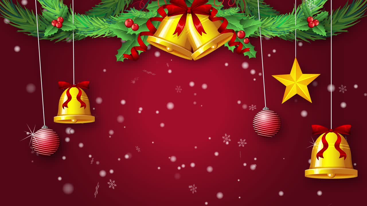 las decoraciones de navidad y los saludos se animan en rojo.