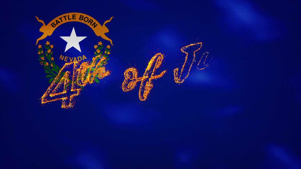 네바다 국기 배경: 7월 4일 화재 글자, 루프