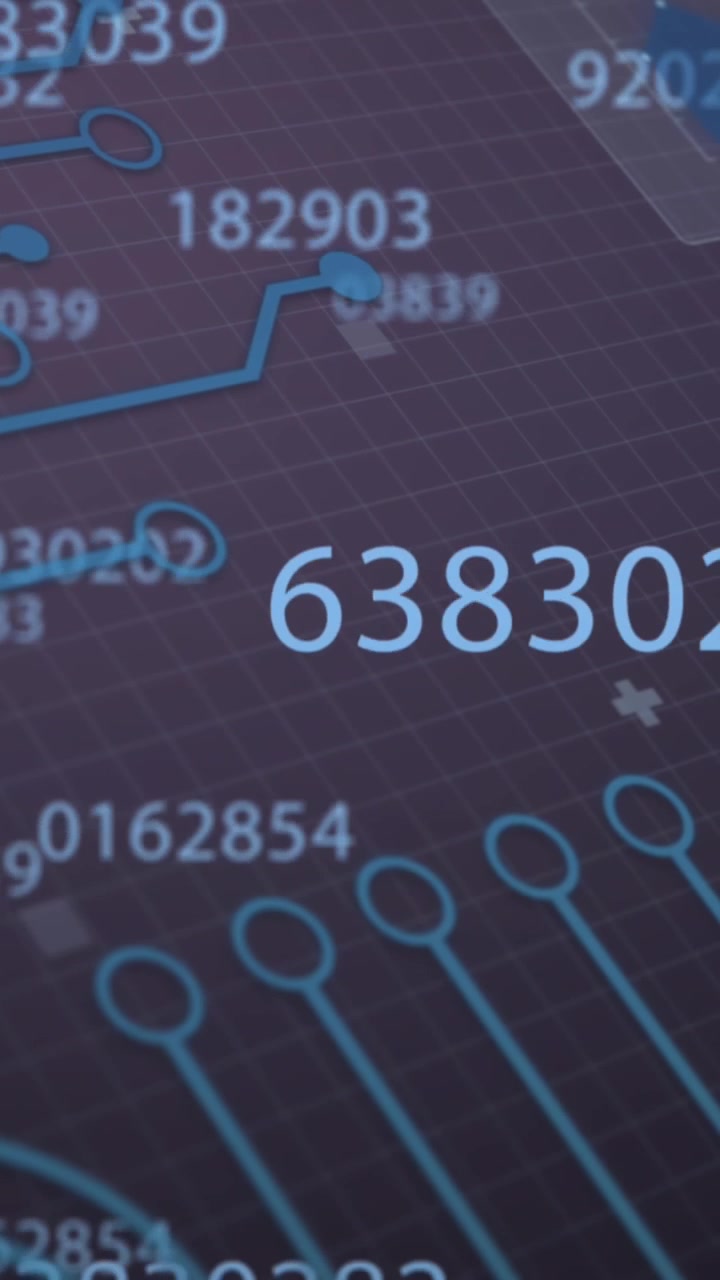 Animatin of changing numbers over interface with data processing and microprocessor connections