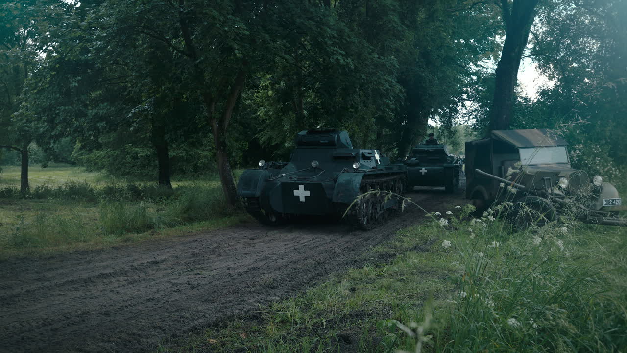 WWII German Panzer Tank Reenactment in Woodland