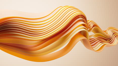 flowing gradient orange curve ribbons background, 3d rendering.