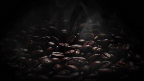 zoom out, the coffee beans are still hot, with the smoke from the coffee beans