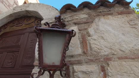 outdoor wall lamp post mediterranean style, bodrum streets, turkey