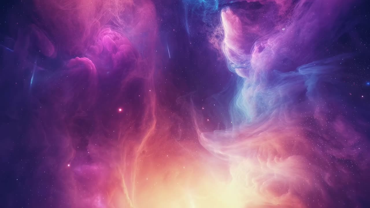 Una nebulosa cosmica ipnotica dai colori vivaci, catturata da una visuale grandangolare, perfetta