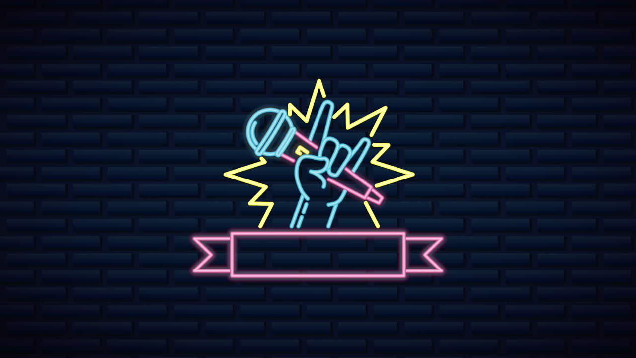 parete con etichetta karaoke a luce al neon
