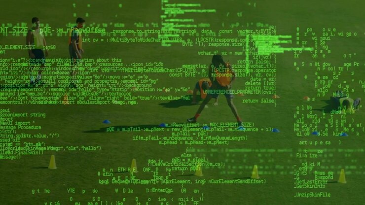 Animation of data processing over diverse male soccer players exercising