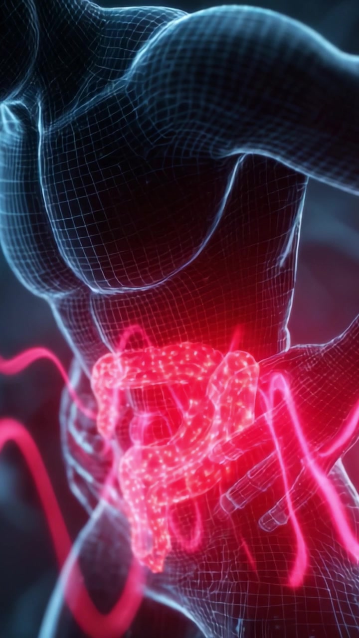 Anatomical Representation of the Human Digestive System in Motion, Highlighting the Complex Interactions Within the Body’s Internal Organs and Their Effects