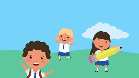 temporada de regreso a la escuela con los niños en el parque