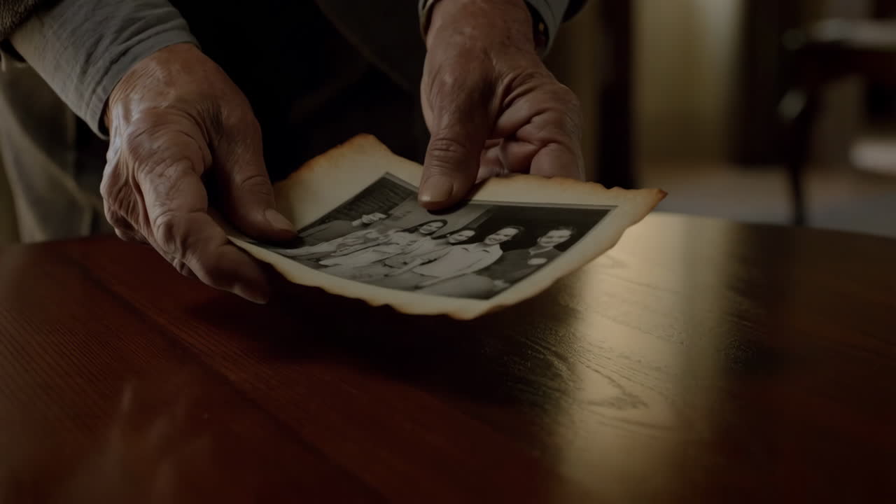 Old photo of people on a table