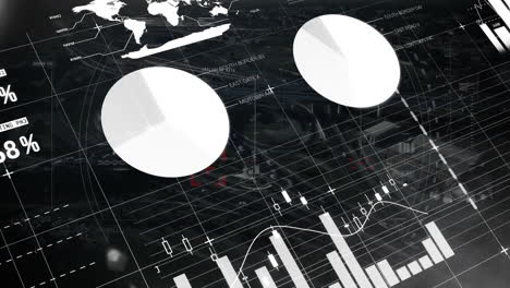 animation of financial data processing over grid and dark background