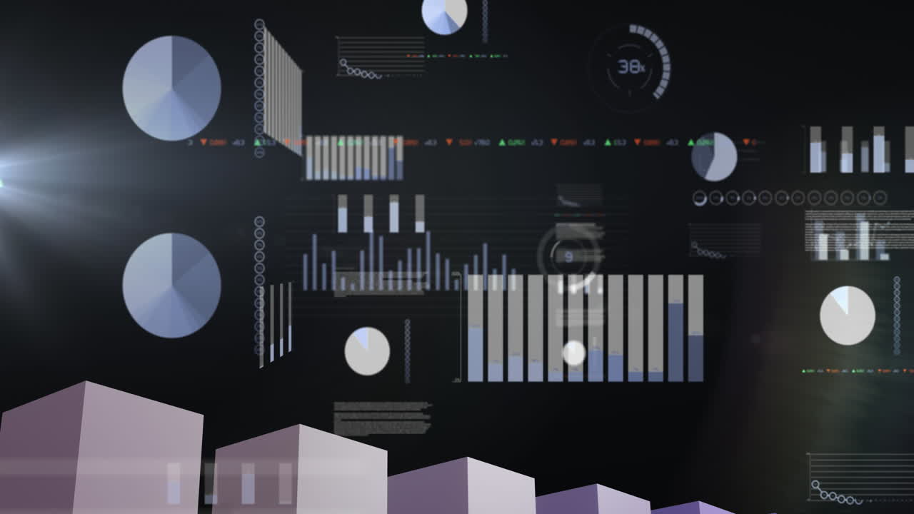 animación del procesamiento de datos financieros a través de la red