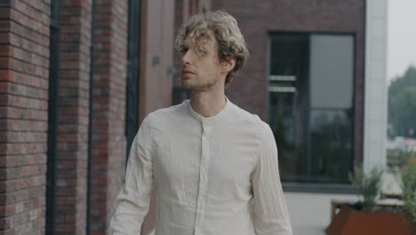 man walking outside
