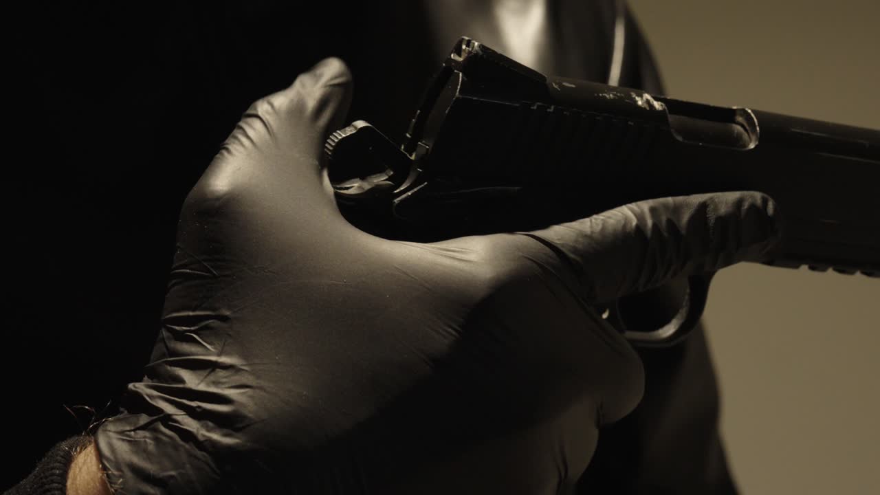 a weapon is loaded macro shot