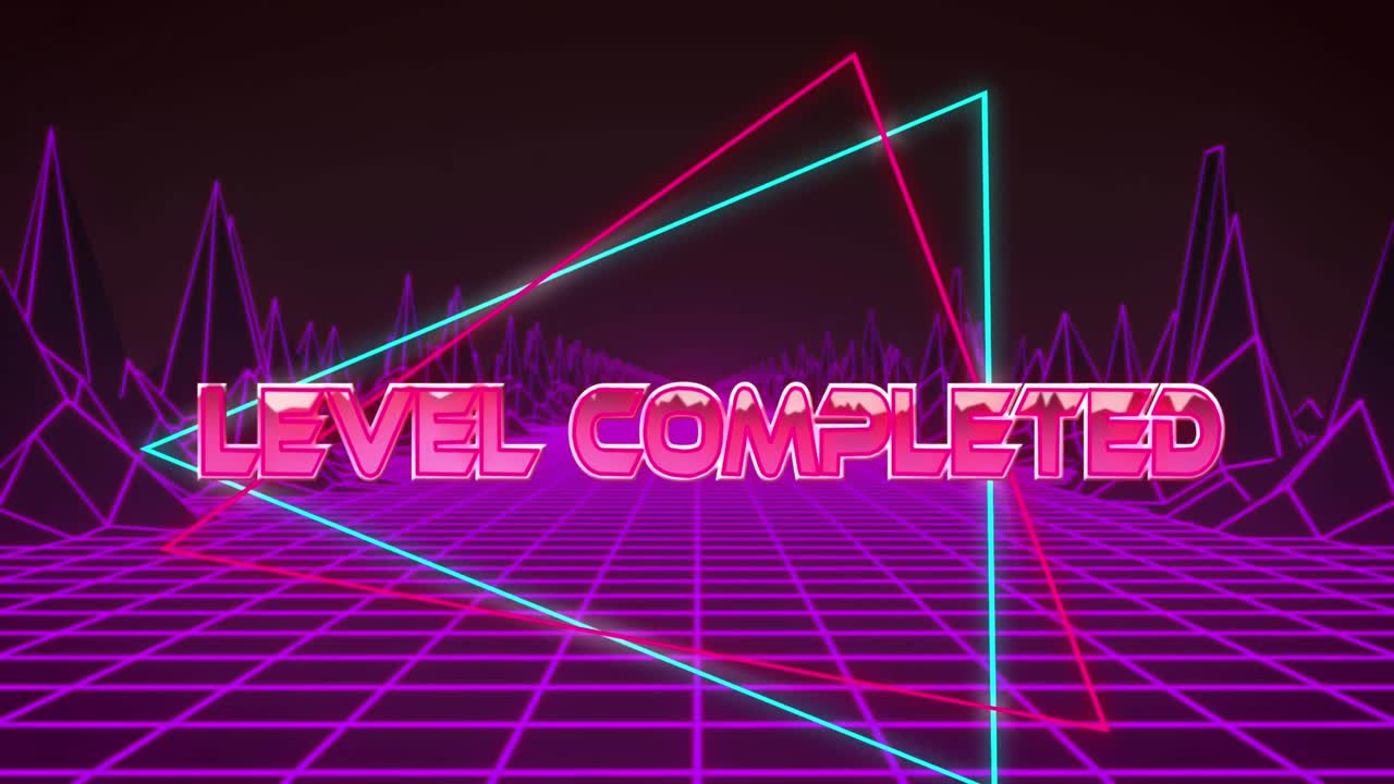 모양 위에 완성된 텍스트의 레벨 애니메이션