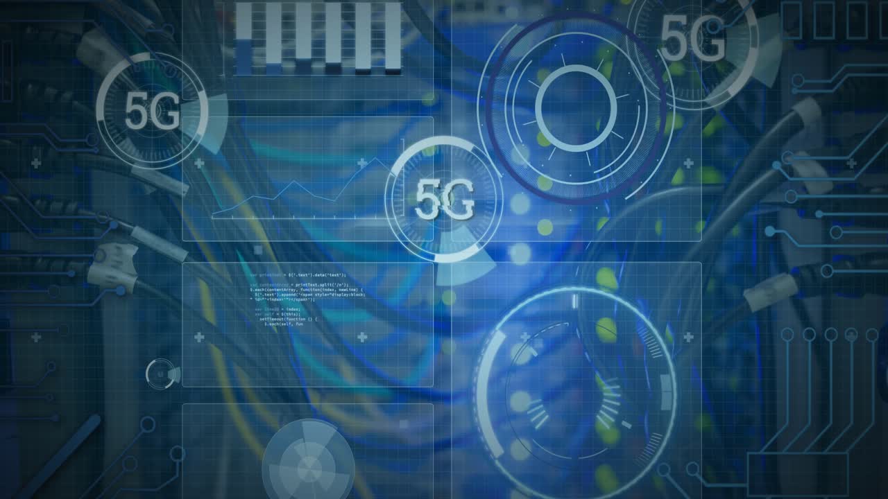 Animation of 5g and data processing over computer wires