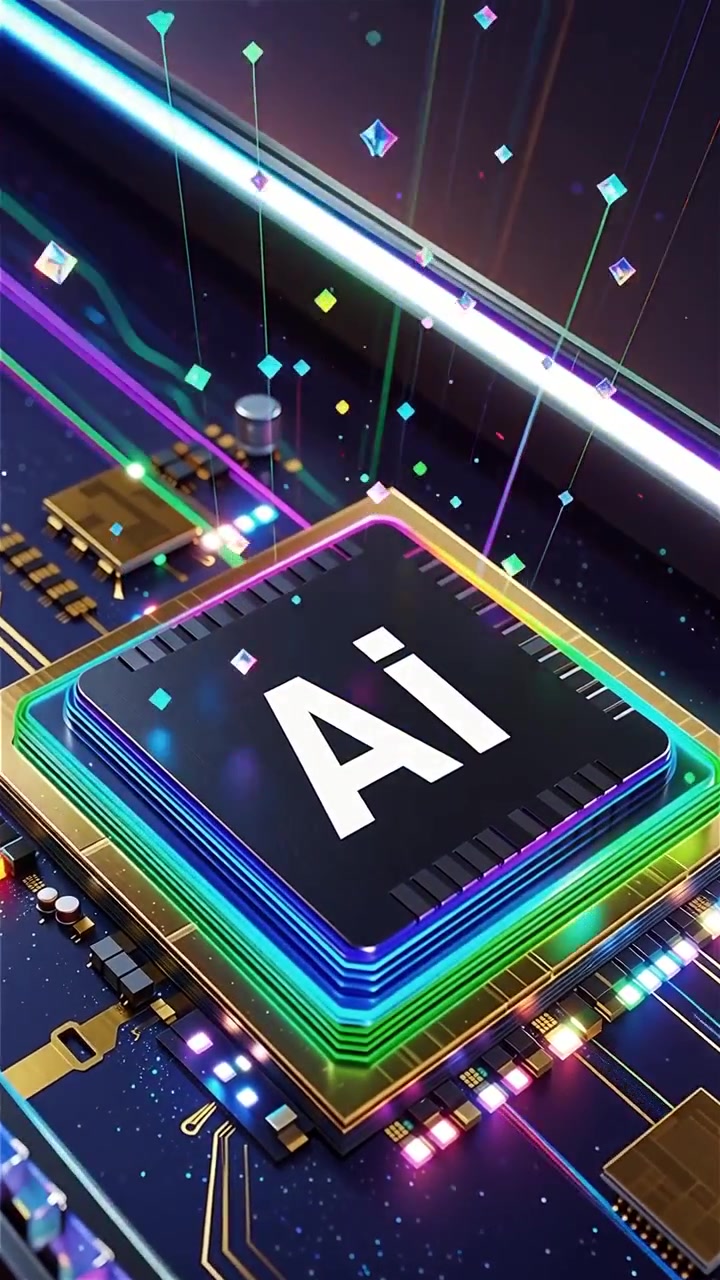 Futuristic AI Chip Motherboard Technology Background