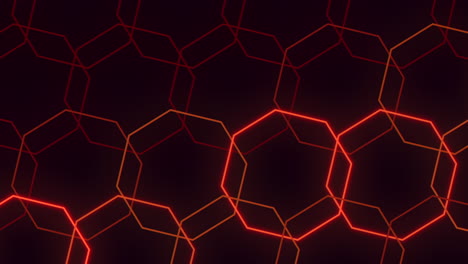 seamless neon red hexagons pattern on black gradient