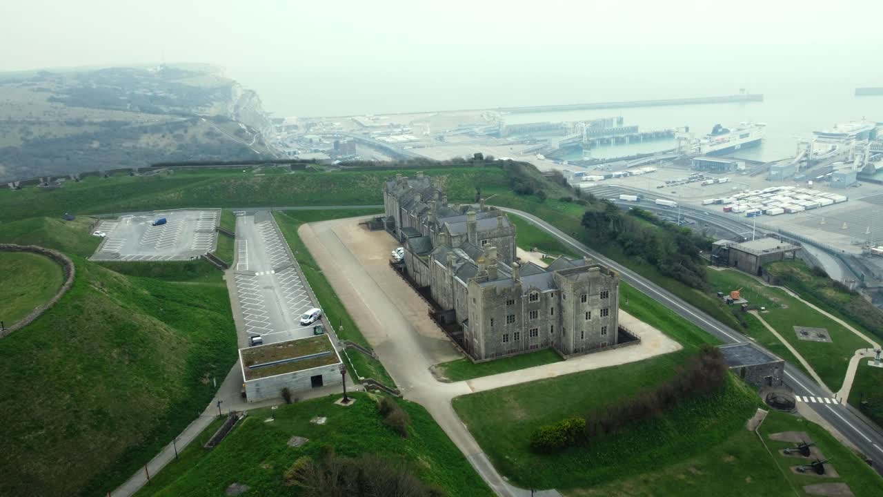 Aerial View of Dover Castle and Port