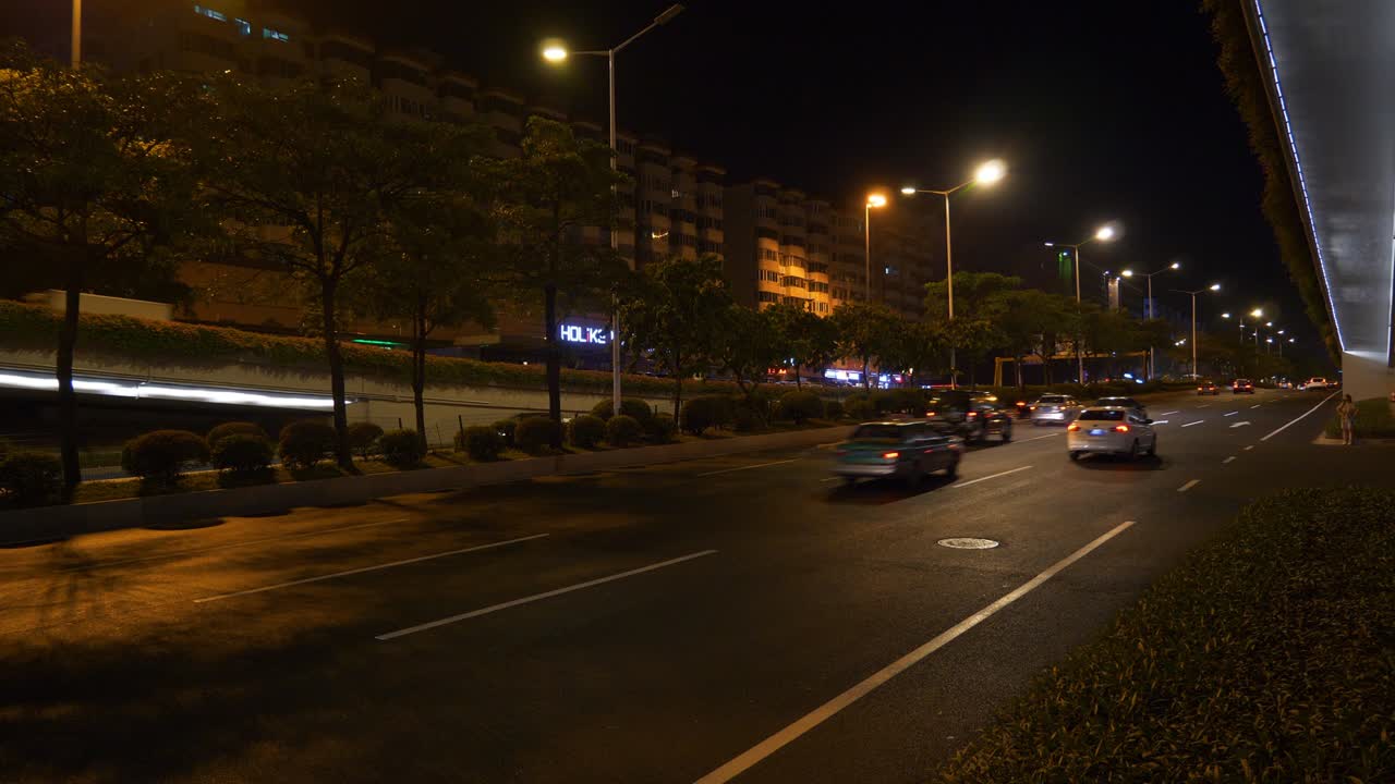 밤 조명 광주 시내 교통 도로 파노라마 4k 중국