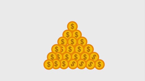 coins falling to form a pyramid icons
