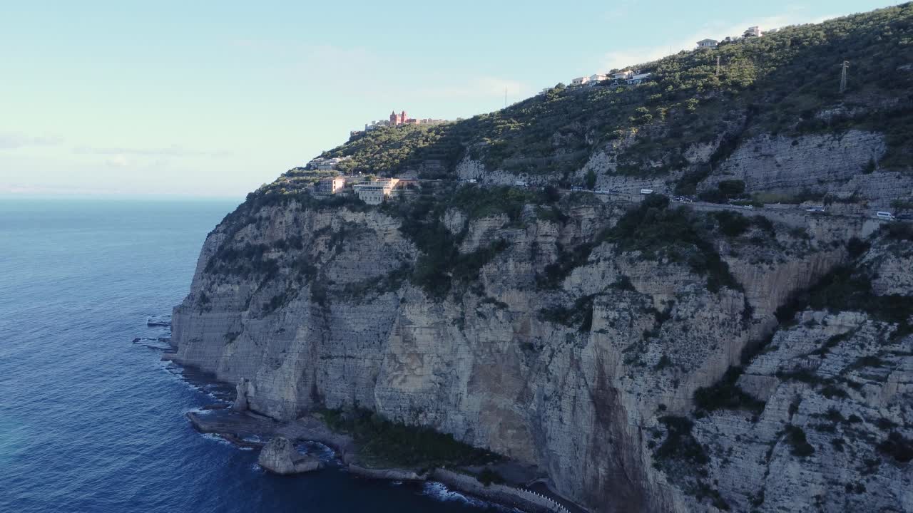 Meta, Italy Cliffside view of Chiesa di Santa Maria delle Grazie (Cappella Rossa) in Montechiaro