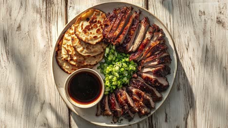 peking duck with pancakes and green onions