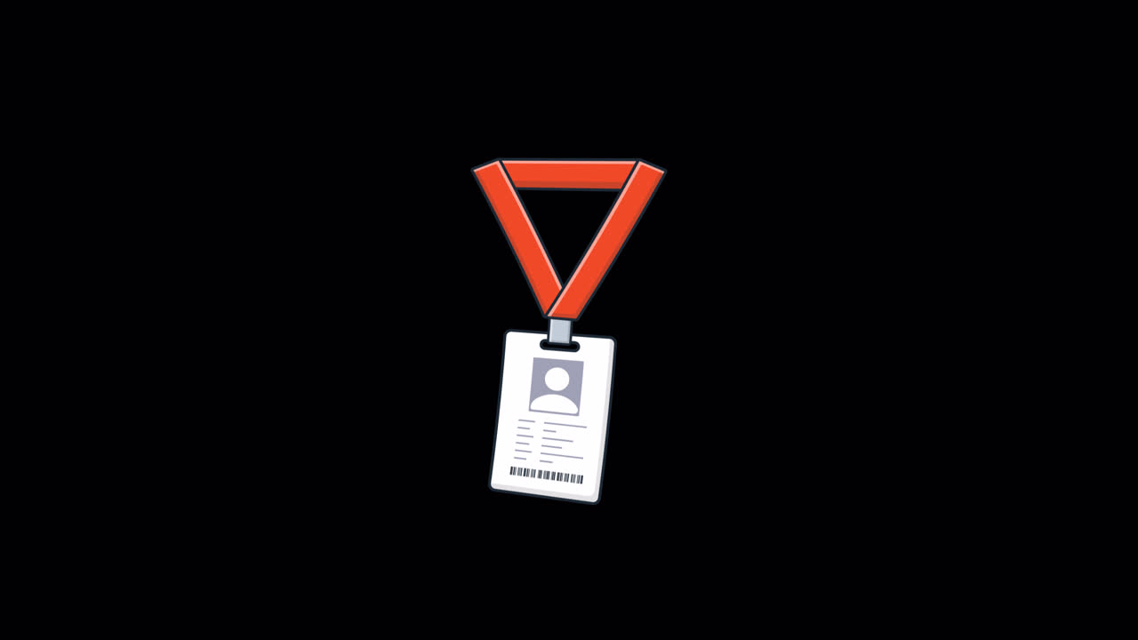 Animated ID Card Swinging on a Red Lanyard