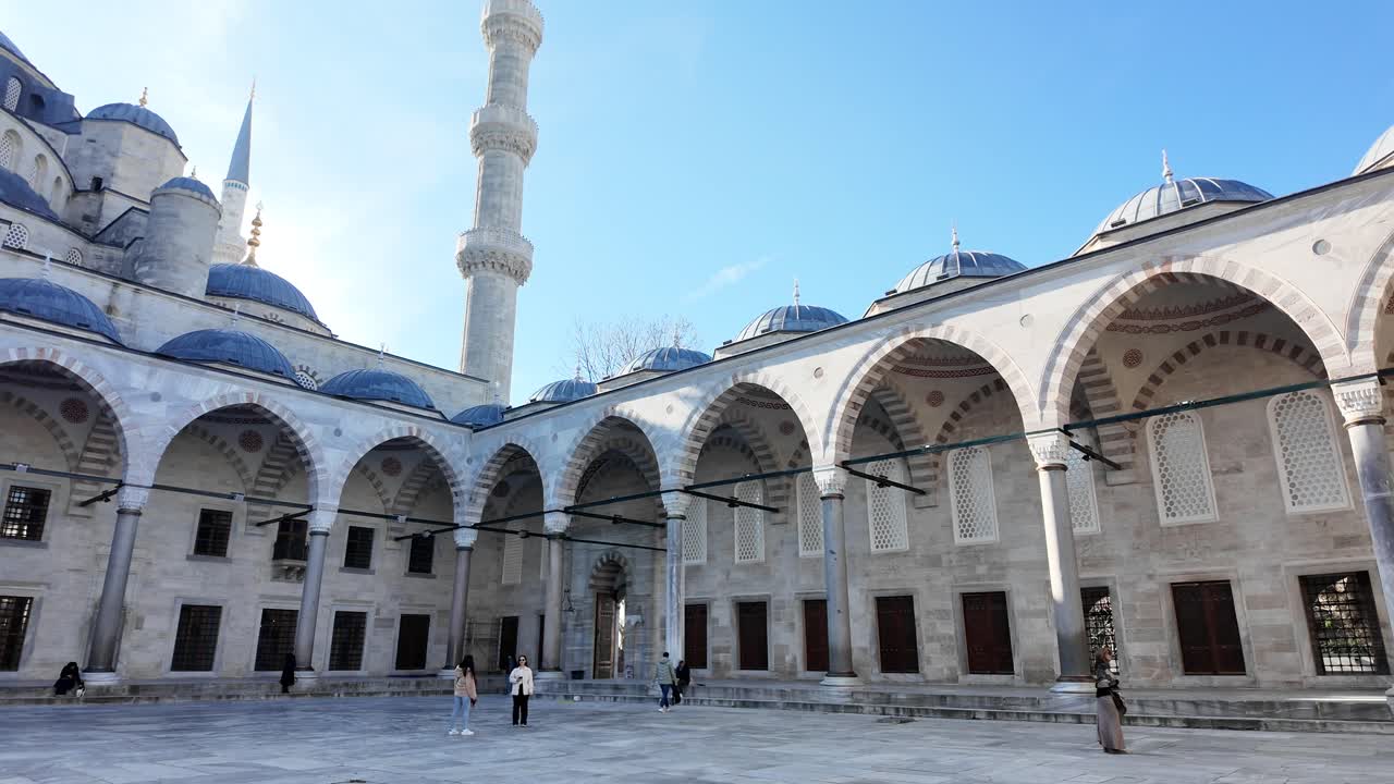 Courtyard of the Blue Mosque (Sultan Ahmed Mosque) in Istanbul, Turkey