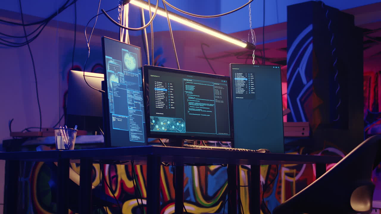 sótano abandonado con graffiti