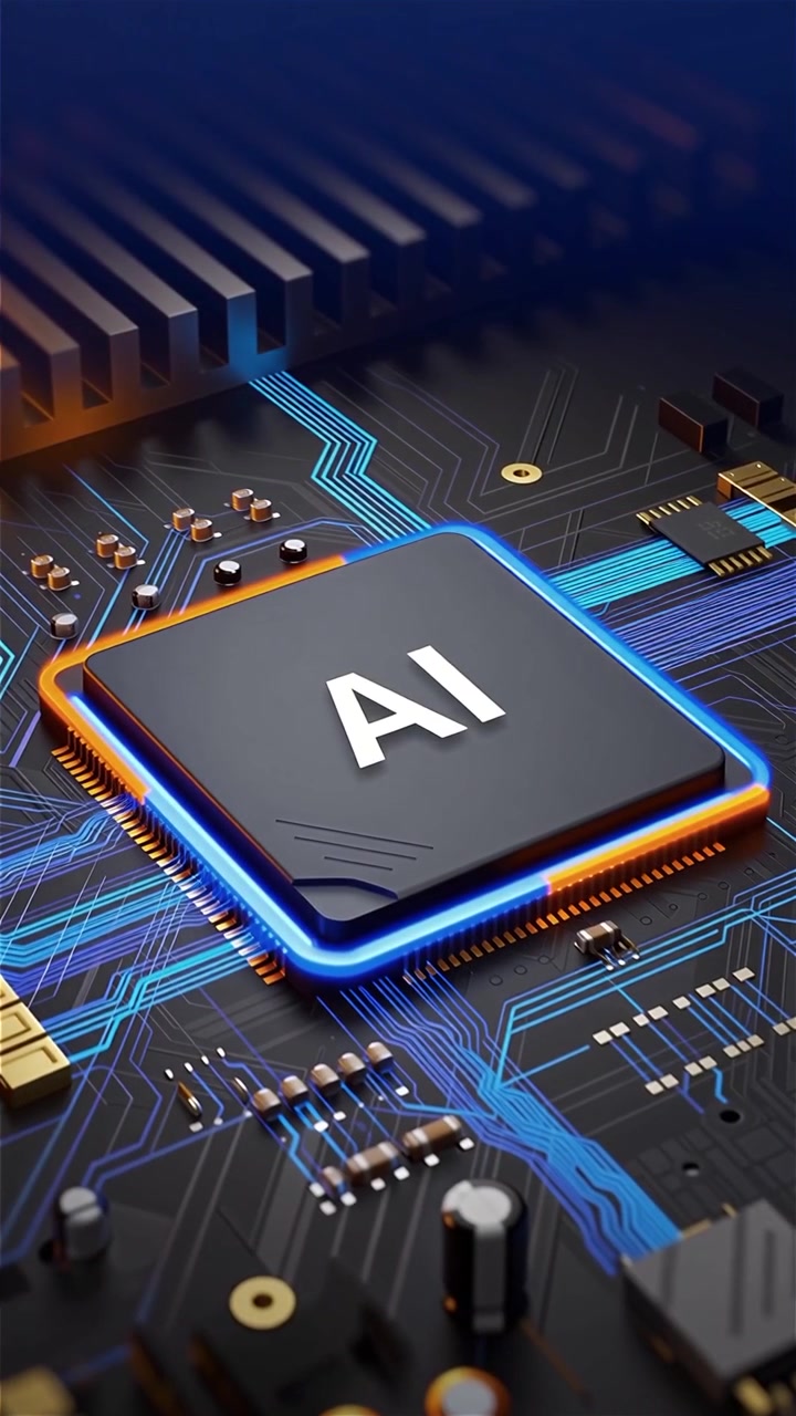 Futuristic AI Chip Motherboard Technology Background