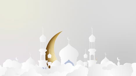 ramadán kareem 2020 fondo. papel cortado 4k con mezquita y luna, lugar para el texto de saludo pancarta