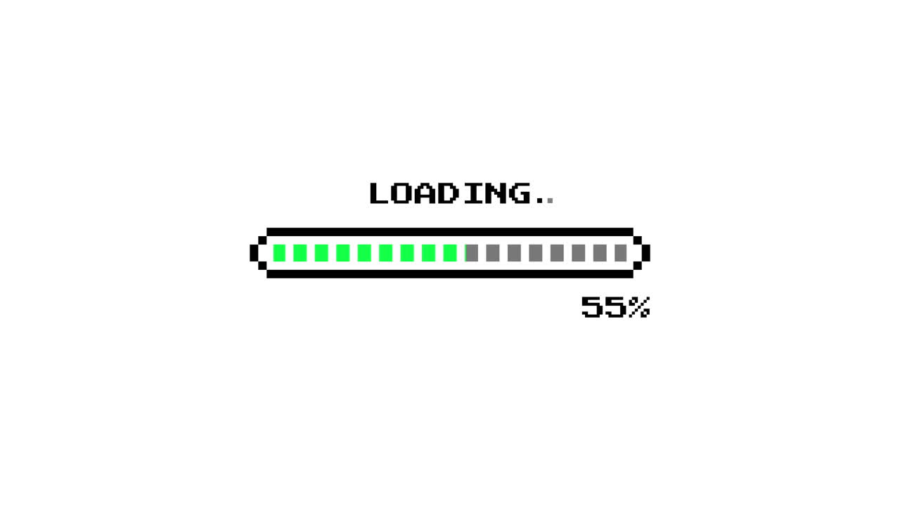 Pixel Art Loading Bar Animation with Percentage Counter