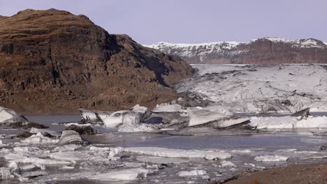 the solheimajokull glacier in early spring