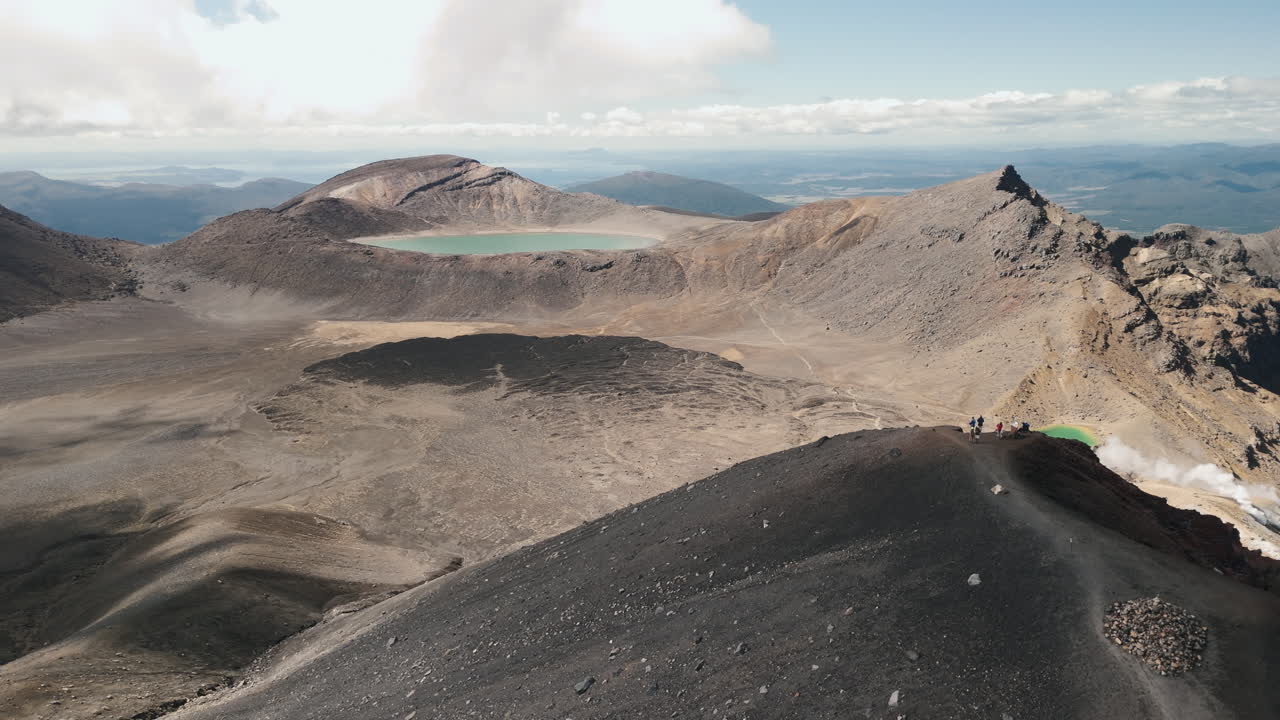 Aerial View of a Volcanic Crater in New Zealand